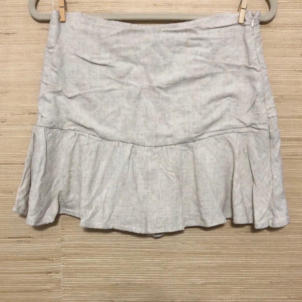 Khaki Women's Linen Blend School Girl Mid Rise Y2K Mini Skort size Large